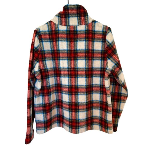 J Crew Factory Tartan Fleece Half-Zip Pullover M Warm Soft - Picture 8 of 10